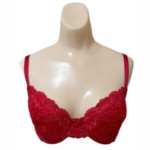 Red Lace Underwire Bra 36D Sexy Vamp Valentine Unpadded Apt 9 Intimates